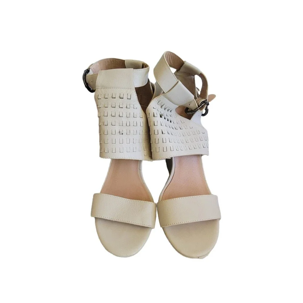 Joe’s Platform Heels Wedge 6 1/2 M Tan Leather Good‎ Condition